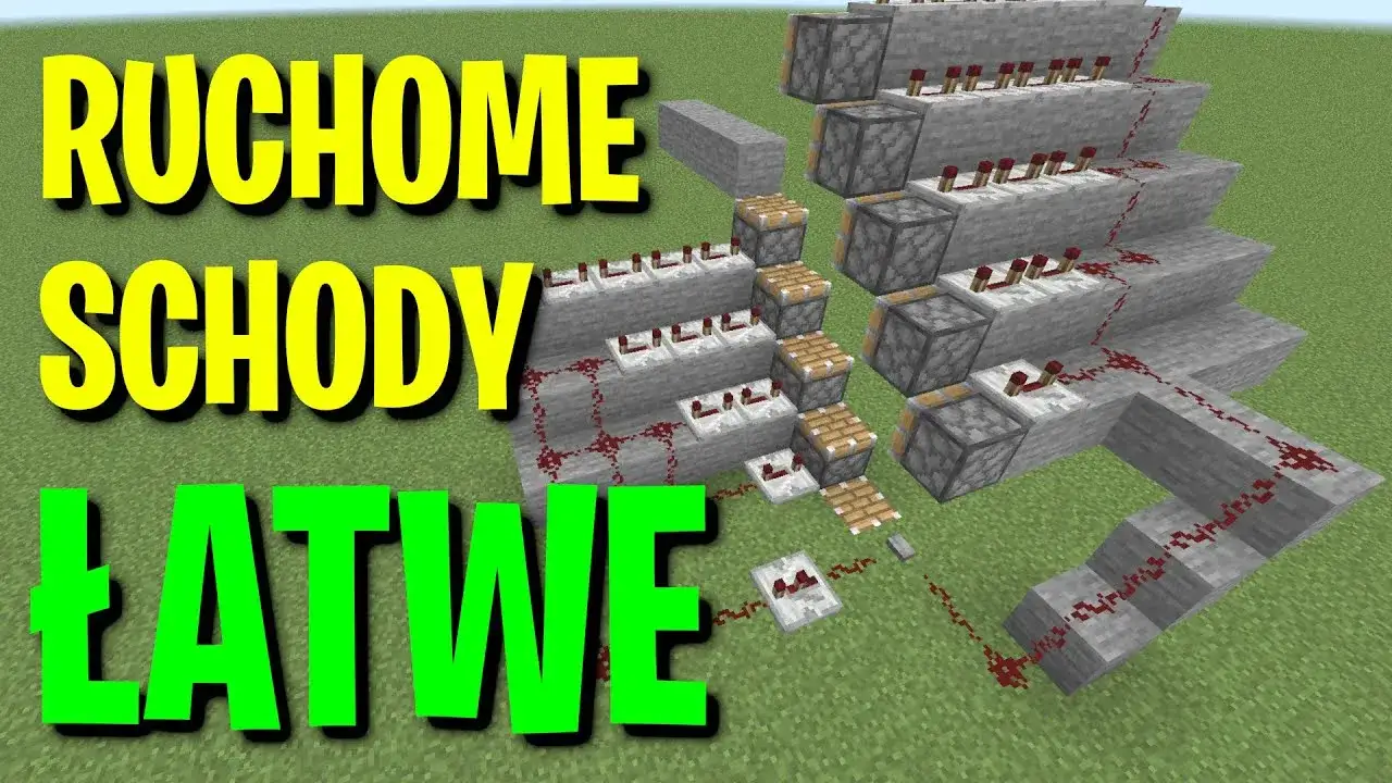 Minecraft ruchome schody schemat tłoków